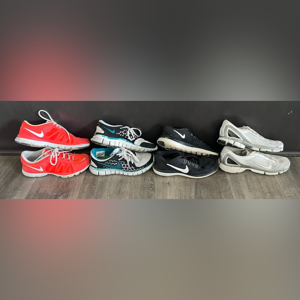 Four pairs of Nike Tennis Shoes size 7 1/2 and 8. $28 each or $90 for all!